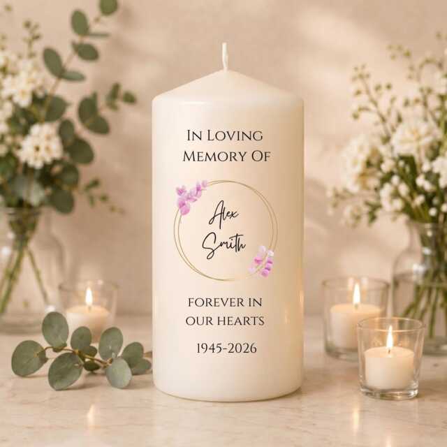 Memorial Candle - Forever in Our Hearts Personalized Remembrance Gift Funeral Tribute Loss Of Loved One Unscented - image 1