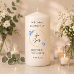 Memorial Candle - Forever in Our Hearts Personalized Remembrance Gift Funeral Tribute Loss Of Loved One Unscented - thumbnail 2