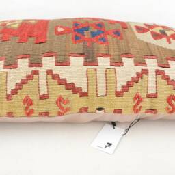 "Kilim Pillow, Wool Kilim Cousin From Anatolia , 12""x24" - thumbnail 3
