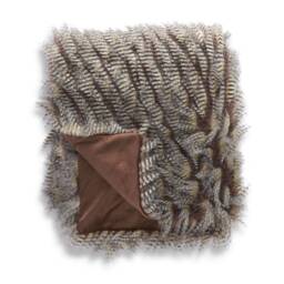 Grey Feather Faux Fur Throw Blanket Rustic Home Decor - 64x52 - thumbnail 2