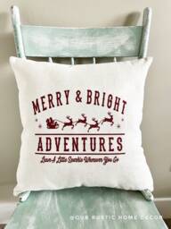 Merry & Bright Reindeer Linen Christmas Pillow Cover - thumbnail 1
