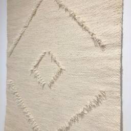 Natural Wool Wall Hanging - Woven Tapestry Textile Art Macrame Decor Large Boho Interior Accent Fiber - thumbnail 4