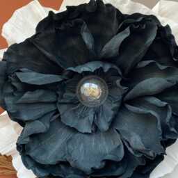 Oversized Crepe Paper Flower Wall Lamp Black & White Floral Sconce - thumbnail 2
