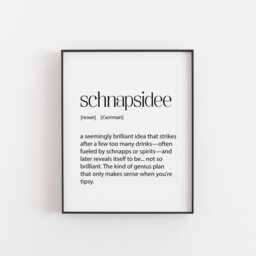Schnapsidee Print - Funny German Word Art Alcohol Humor Wall Decor Bad Decisions Quote Bar Cart Sign Tipsy Gift For Him Or Her - thumbnail 1