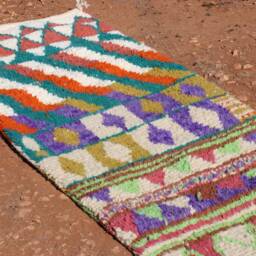 Colorful Moroccan Runner Rug Handwoven Berber Wool Hallway Rug - thumbnail 3