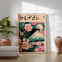 Retro Japanese Poster, Nature Art, Botanical Print, Wall Asian Decor, Oriental Pop Art Decor - thumbnail 2
