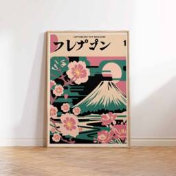 Retro Japanese Poster, Nature Art, Botanical Print, Wall Asian Decor, Oriental Pop Art Decor - thumbnail 3