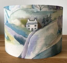 Bring The Beauty Of Ambleside Home With This Scenic Lampshade - Hills, Cottage, Pheasants, Fox Hand-Painted Artistry