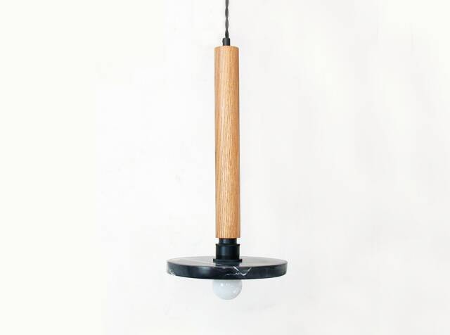 Black Veined Marble & White Oak Pendant Light Modern Kitchen Lamp Dining Room Lighting Living Bedside - image 1