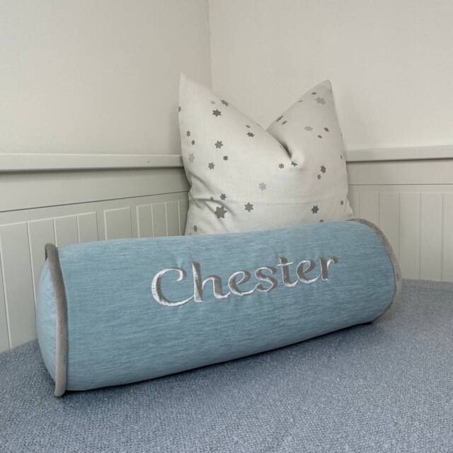 Personalised Name Cushion, Blue Personalised Pillow, Baby Boy Gift, Handmade Gift - image 1