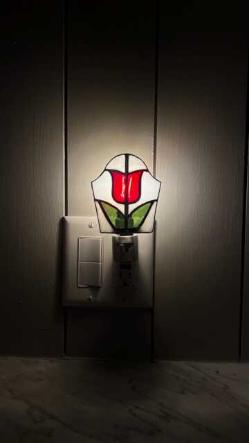Vintage Reproduction Tulip Stained Glass Nightlight