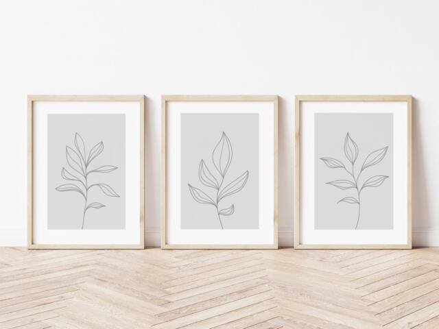Sage Green Bedroom Prints, Neutral Wall Set Of 3, Botanical Print, Beige Home Above Bed Prints - image 1