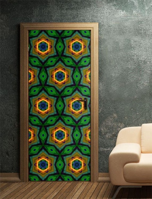 Shapes Door Sticker, Wallpaper, Mural, Kaleidoscope Wall Floor Bedroom Living Room Home Decor, Decor Mural - image 1