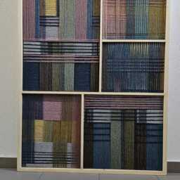 Geometric Textile Collage/Textile Wall Art Framed/Modern Textile/Home Decoration - thumbnail 3