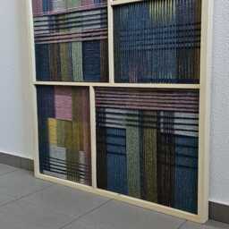 Geometric Textile Collage/Textile Wall Art Framed/Modern Textile/Home Decoration - thumbnail 2