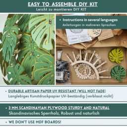 Monstera Lampshade Boho Chandelier Lighting, Tropical Pendant Lamp Diy Kit - thumbnail 2