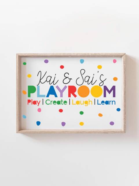 Rainbow Playroom Prints, Wall Art, Brother Sister Sibling Personalised, Colourful, Girls Bedroom, Boys Bedroom - image 1