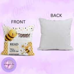Personalised Bee Reading Cushion With Pocket - Kids Bedtime Pillow Custom Name Nursery D??cor For Children Gift - thumbnail 2