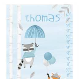 Personalized Woodland Growth Chart - Fabric Wall Decal Blue Mej - thumbnail 3