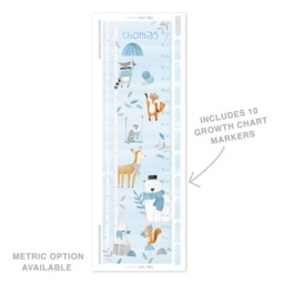 Personalized Woodland Growth Chart - Fabric Wall Decal Blue Mej - thumbnail 2