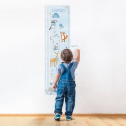 Personalized Woodland Growth Chart - Fabric Wall Decal Blue Mej - thumbnail 4