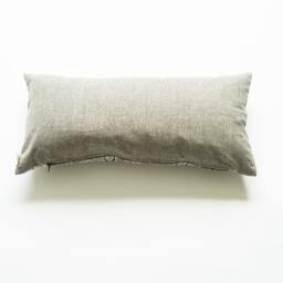 Grey Branch Pattern Lumbar Pillow Sham-Hand Block Printed - 12x24 Cotton Throw Cover - thumbnail 2