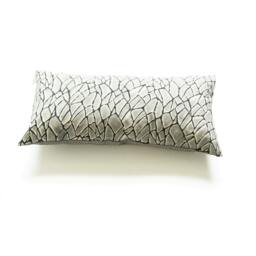 Grey Branch Pattern Lumbar Pillow Sham-Hand Block Printed - 12x24 Cotton Throw Cover - thumbnail 1