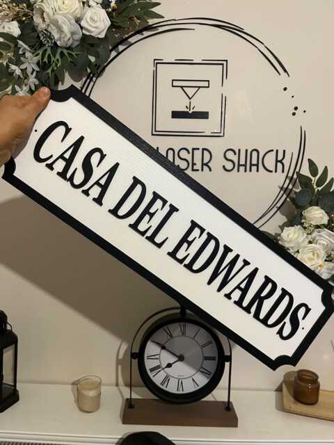 70cm Long-Casa Del Surname -street Sign 3D Look -Personalised Wall Mount - Mdf Home Decor Gift Birthday Wedding Christmas Family - image 1