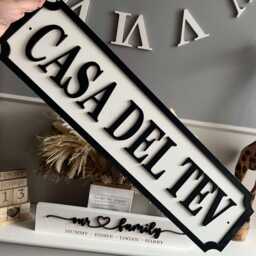 70cm Long-Casa Del Surname -street Sign 3D Look -Personalised Wall Mount - Mdf Home Decor Gift Birthday Wedding Christmas Family - thumbnail 4