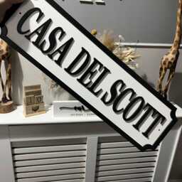 70cm Long-Casa Del Surname -street Sign 3D Look -Personalised Wall Mount - Mdf Home Decor Gift Birthday Wedding Christmas Family - thumbnail 3
