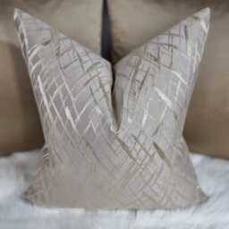 Glamorous Criss Cross Mink Gold Cushion Cover, Design in Elegant Home Decor Throw Pillow Cover Satin Accent - thumbnail 4