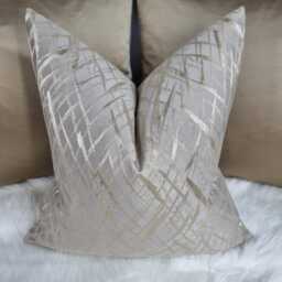 Glamorous Criss Cross Mink Gold Cushion Cover, Design in Elegant Home Decor Throw Pillow Cover Satin Accent