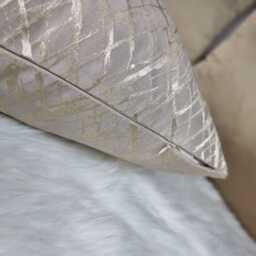 Glamorous Criss Cross Mink Gold Cushion Cover, Design in Elegant Home Decor Throw Pillow Cover Satin Accent - thumbnail 3