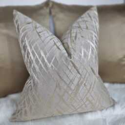 Glamorous Criss Cross Mink Gold Cushion Cover, Design in Elegant Home Decor Throw Pillow Cover Satin Accent - thumbnail 2