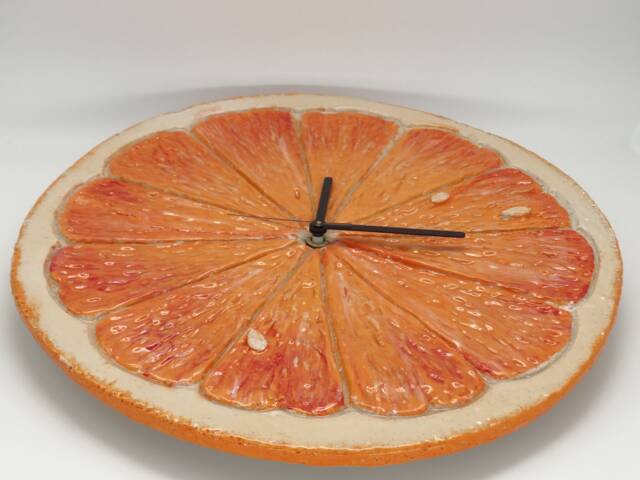 Handmade Ceramic Orange Slice Clock - Realistic Kitchen Decor - image 1