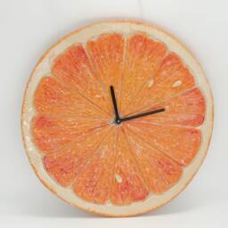 Handmade Ceramic Orange Slice Clock - Realistic Kitchen Decor - thumbnail 4