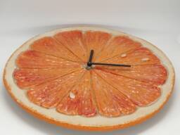 Handmade Ceramic Orange Slice Clock - Realistic Kitchen Decor - thumbnail 1