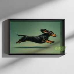 Dachshund Zoomies Wall Art, Running Weenie Dog Painting, Funny Pet Artwork, Rustic Decor, Playful Animal Poster, Cute Lover Print - thumbnail 3