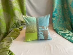 Aqua Blue Velvet Pillow Cover 15 - thumbnail 1