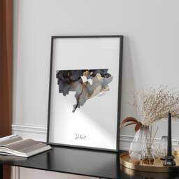 Detroit Map Black & Gold Wall Art Print - Michigan Usa United States Of America [Ev] - thumbnail 1