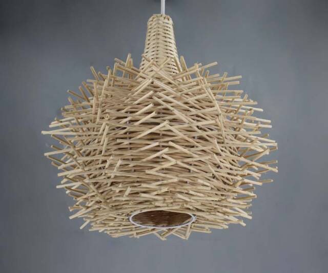 Rustic Wood Stick Chandelier - Bird Nest Style Pendant Light Natural Wooden Lighting - image 1