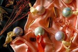 Hand Marbled Baubles - Painted With Silk Ribbons Ceramic Festive Ornaments Christmas Tree Decorations