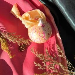 Hand Marbled Baubles - Painted With Silk Ribbons Ceramic Festive Ornaments Christmas Tree Decorations - thumbnail 4