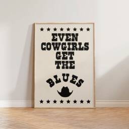 Cowgirl Print, Retro Western Poster, Even Cowgirls Get The Blues Wall Art, Wild West Decor, Vintage Aesthetic Mid Century Print - thumbnail 3
