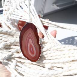 Macrame Wall Hanging With Agate Slice Boho Decor - thumbnail 4