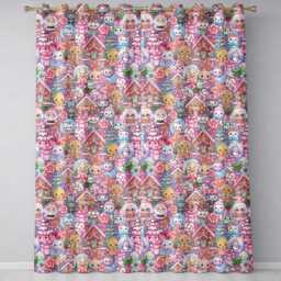 Cute Christmas Gingerbread Candy Cool Blue Background Seamless Pattern Readymade Eyelet Ring Top Thermal 100% Blackout Curtains - thumbnail 2