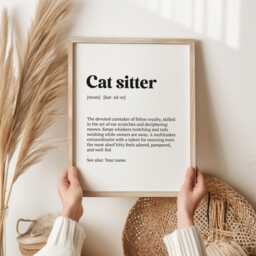 Cat Sitter Definition Print - Funny Pet Wall Art, Personalised Name Gift For Lovers, Owner Poster, Sitting Typography - thumbnail 2