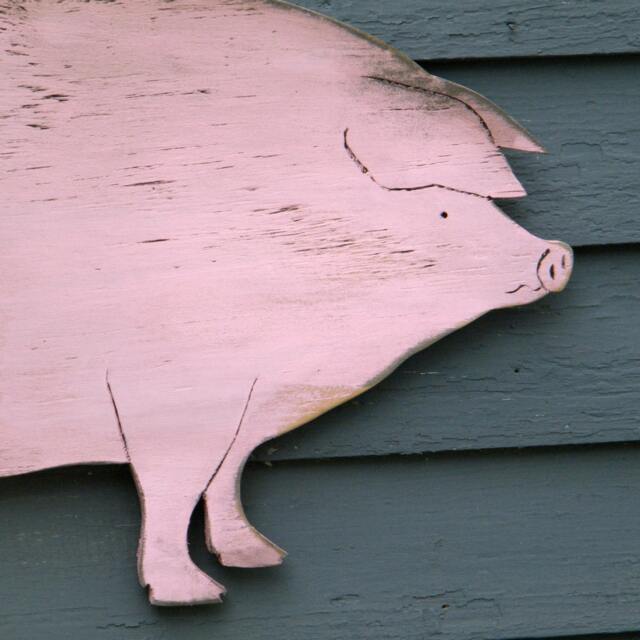 Pig Sign Country Wooden Piggy Wall Art Farmhouse Decor Distressed Pork Bbq Outdoor - image 1