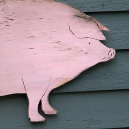 Pig Sign Country Wooden Piggy Wall Art Farmhouse Decor Distressed Pork Bbq Outdoor - thumbnail 1