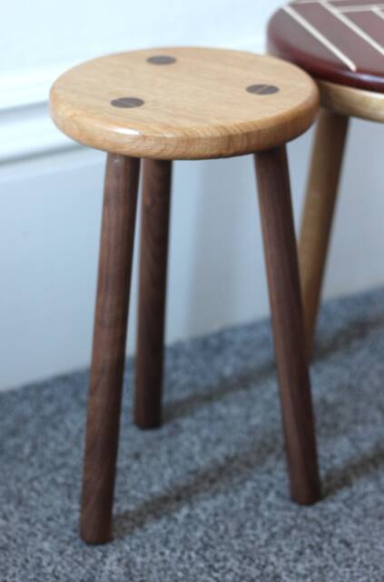 Handmade Oak & Walnut Milking Stool Round Accent Table - image 1